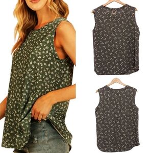 ANNE KLEIN Shell Lightweight Grey Floral Sleeveless Cami Neutral Medium